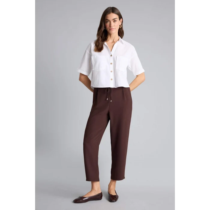 Defacto V2523AZWT34 Beyaz Boxy Fıt Keten Karışımlı Gömlek