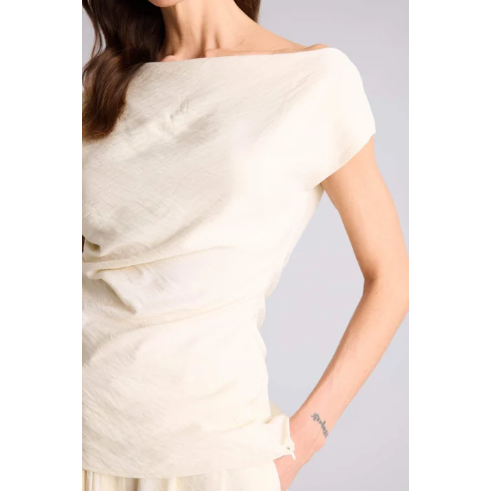 Defacto H0351AXER135 Ekru Fıtted Kayık Yaka Bluz