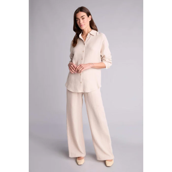 Defacto H2744AXBG802 Bej Oversıze Müslin Uzun Kollu Gömlek