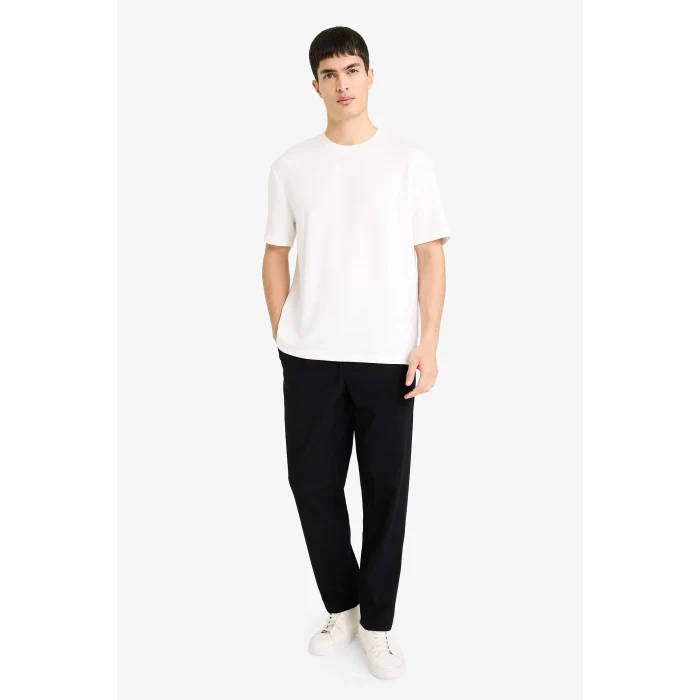 Defacto F9859AXER105 Ekru Regular Fit Basic Tişört