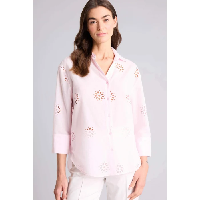 Defacto B5419AXPN671 Pembe Oversıze Gömlek Yaka Brode Uzun Kollu Gömlek