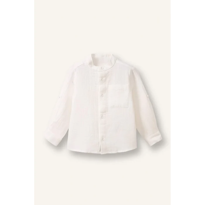 Defacto H6253A5WT34 Beyaz Müslin Gömlek Erkek Bebek