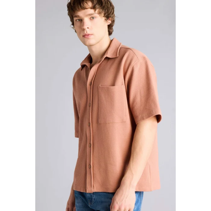 Defacto H1444AXBR496 Bordo Esnek Kumaş Boxy Fit Gömlek