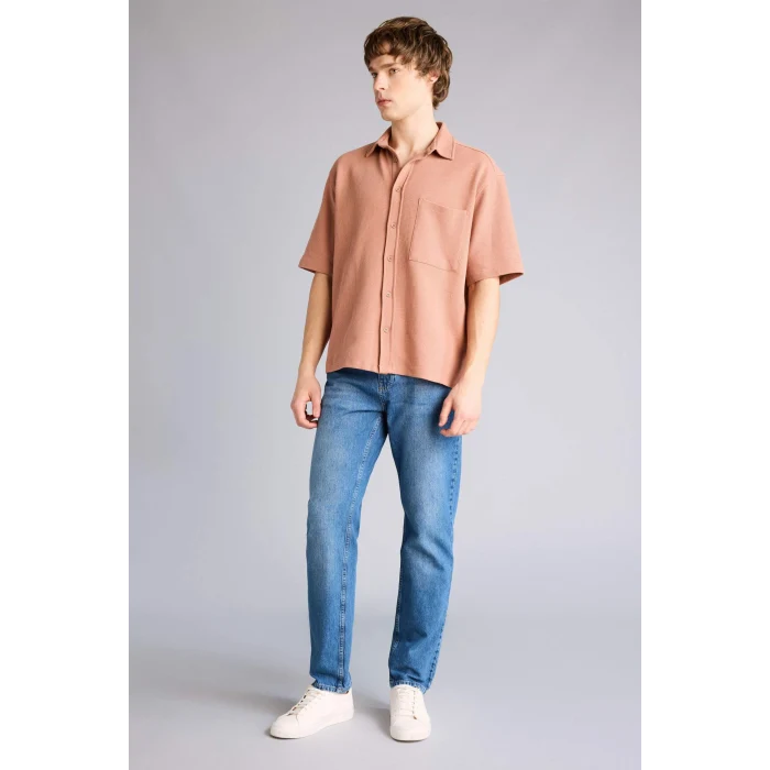 Defacto H1444AXBR496 Bordo Esnek Kumaş Boxy Fit Gömlek