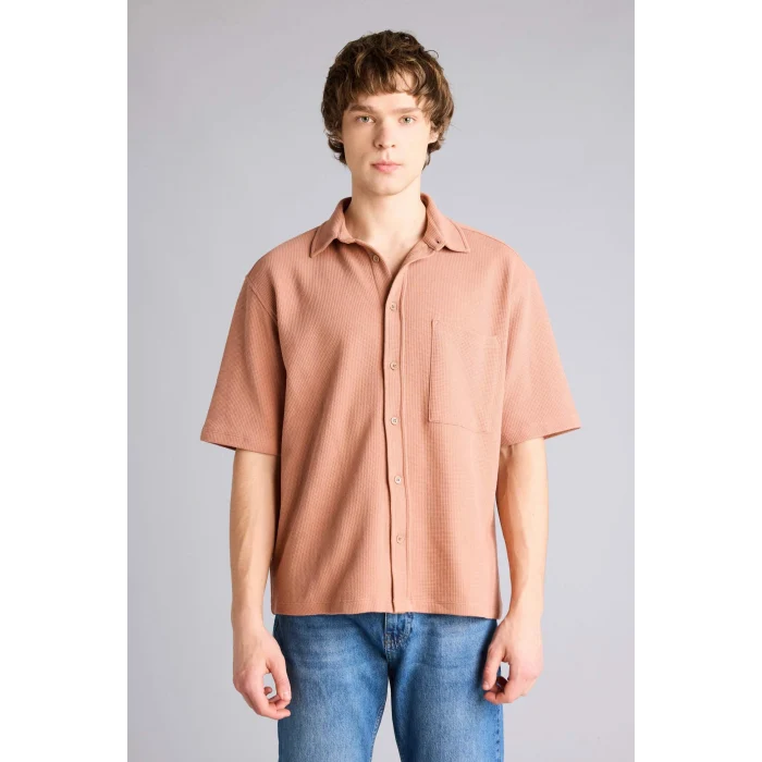 Defacto H1444AXBR496 Bordo Esnek Kumaş Boxy Fit Gömlek