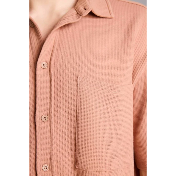 Defacto H1444AXBR496 Bordo Esnek Kumaş Boxy Fit Gömlek