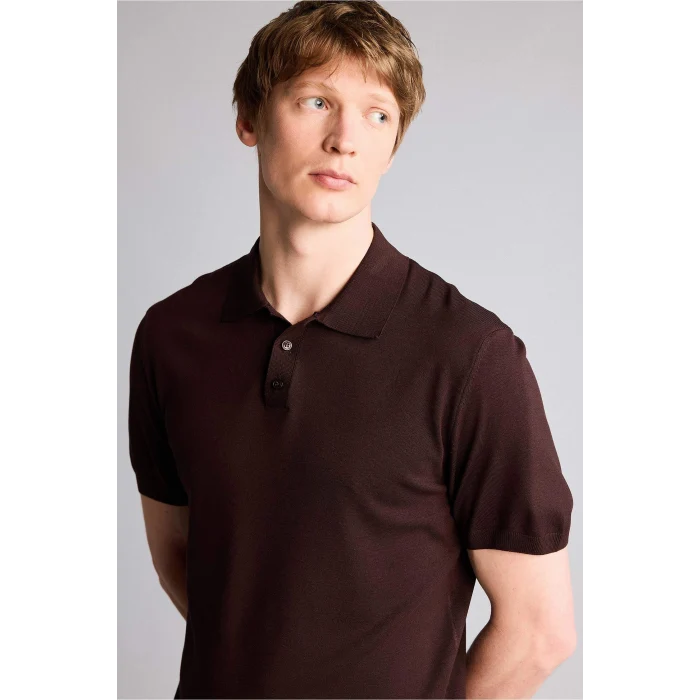 Defacto E3241AXBN340 Kahve Standart Fıt Polo Yaka Triko Kısa Kollu Polo Tişört
