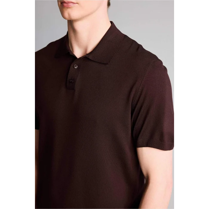 Defacto E3241AXBN340 Kahve Standart Fıt Polo Yaka Triko Kısa Kollu Polo Tişört