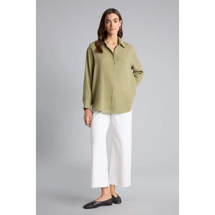 Defacto H2744AXGN739 Yeşil Oversıze Müslin Gömlek