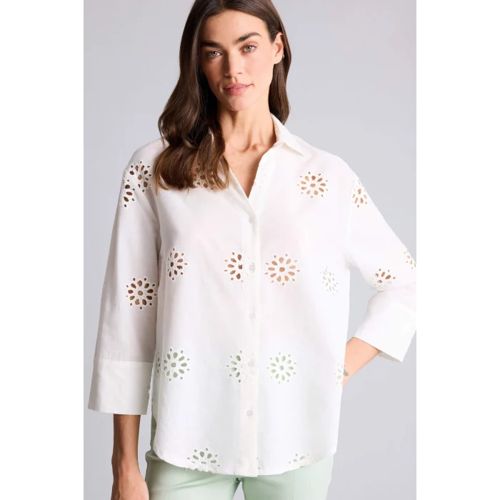 Defacto B5419AXWT18 Beyaz Oversıze Gömlek Yaka Brode Uzun Kollu Gömlek