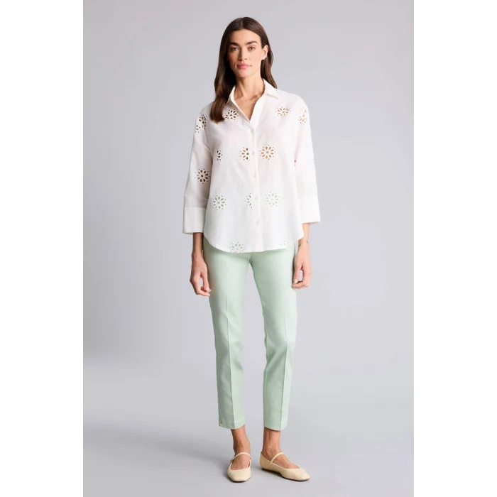 Defacto B5419AXWT18 Beyaz Oversıze Gömlek Yaka Brode Uzun Kollu Gömlek