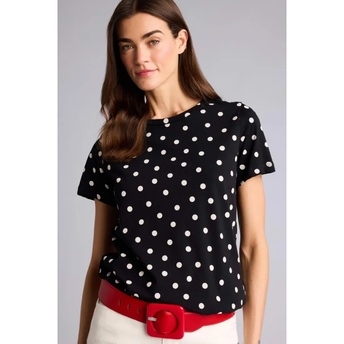 Defacto H2433AXBK81 Siyah Puantiyeli Penye Tişört