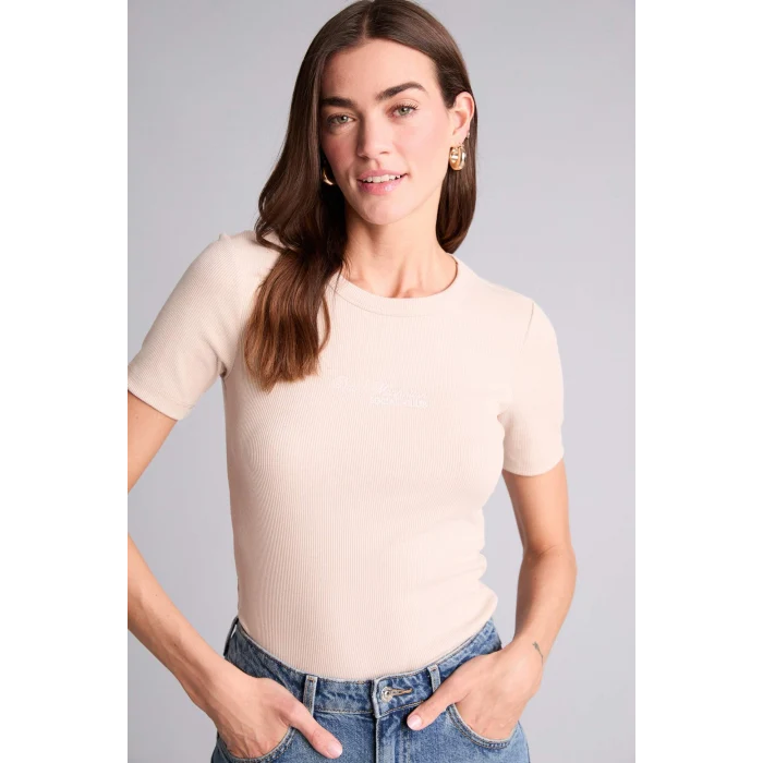 Defacto H1390AXBG778 Bej Slım Fıt Fitilli Kaşkorse Tişört