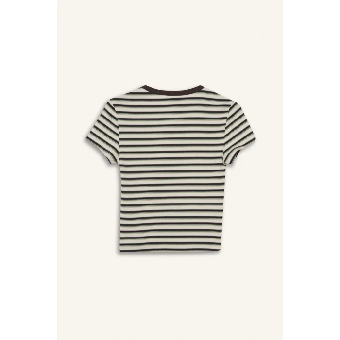 Defacto G2231AXWT32 Beyaz Fıtted Ribana Tişört