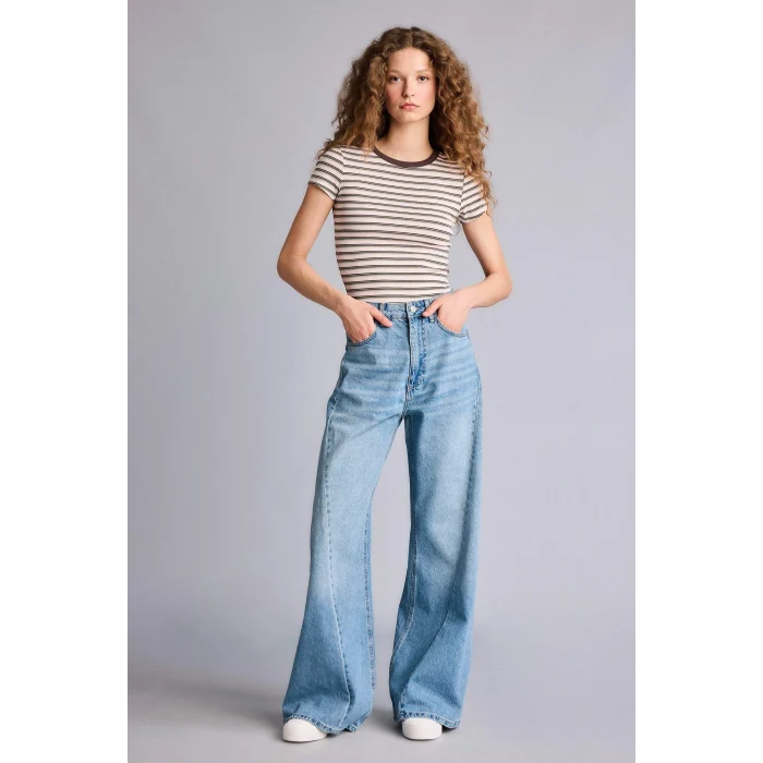 Defacto G2231AXPN74 Pembe Fıtted Bisiklet Yaka Ribana Kısa Kollu Tişört