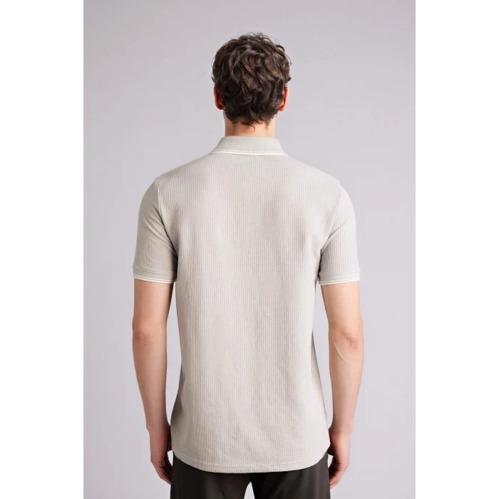 Defacto D7932AXGN1255 Yeşil Regular Fıt Polo Yaka Waffle Kısa Kollu Polo Tişört