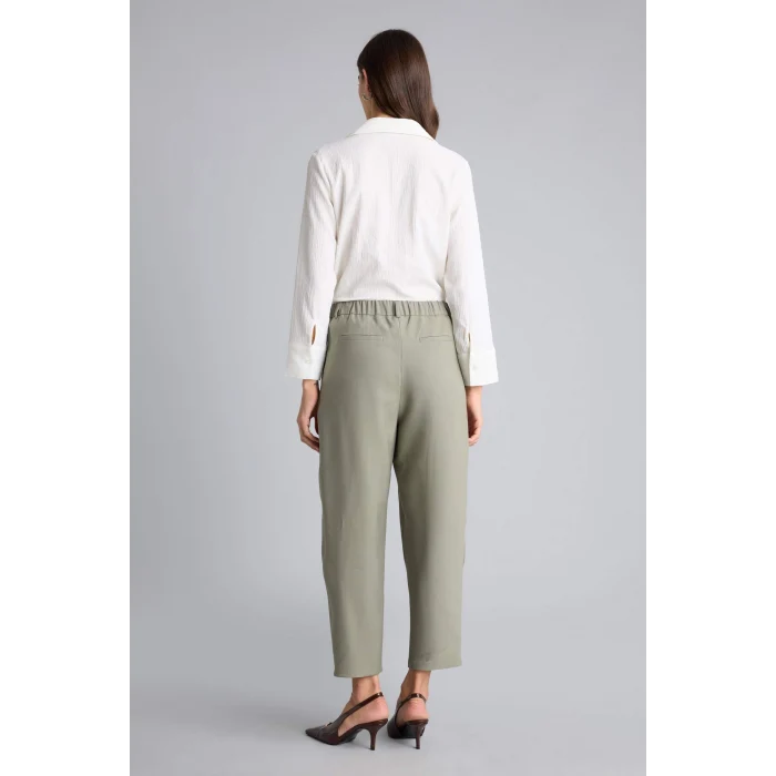 Defacto H1923AXKH465 Haki Straıght Fıt Fermuarlı Normal Bel Modal Pantolon