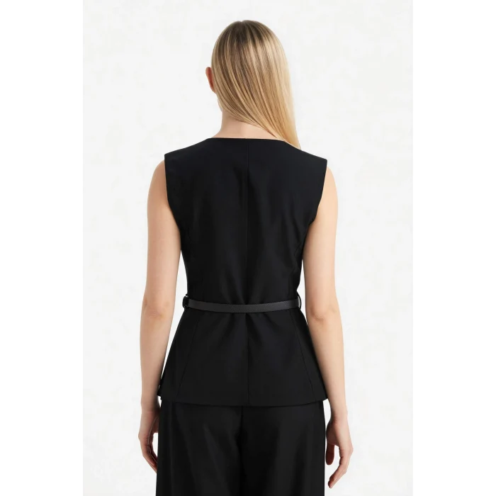 Defacto F7293AXBK81 Siyah Fitted Düğmeli Yelek