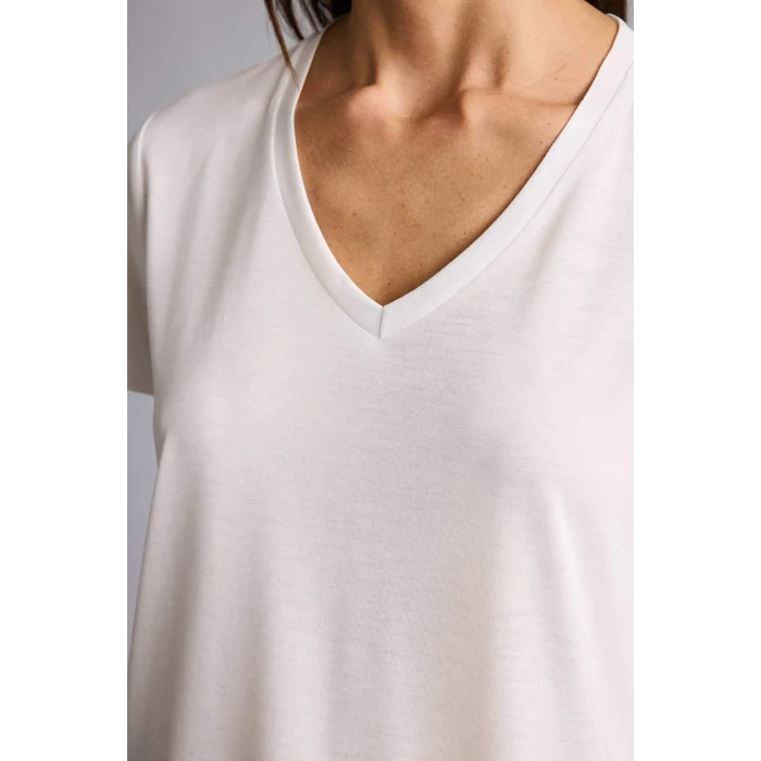 Defacto W9204AZER105 Ekru Regular Fıt V Yaka Basıc Düz Kısa Kollu Tişört
