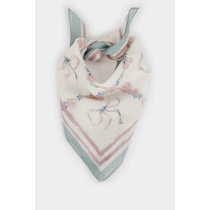 Defacto E6174AXBE203 Mavi Kadın Desenli Pamuklu Bandana
