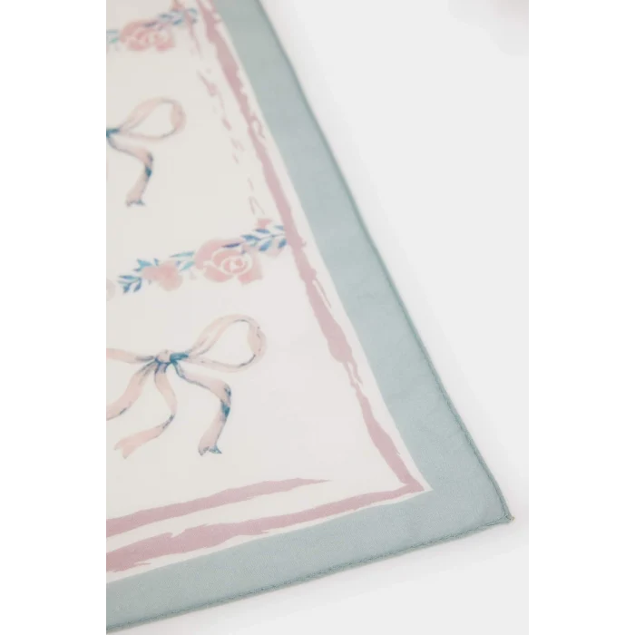 Defacto E6174AXBE203 Mavi Kadın Desenli Pamuklu Bandana