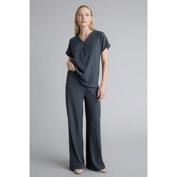 Defacto H0423AXAR169 Antrasit Straıght Fıt Düz Paça Bürümcük Pantolon