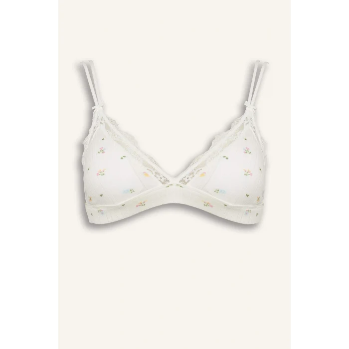 Defacto H2427AXWT47 Beyaz Dantel Detaylı Çıkarılabilir Pedli Balensiz Bralet