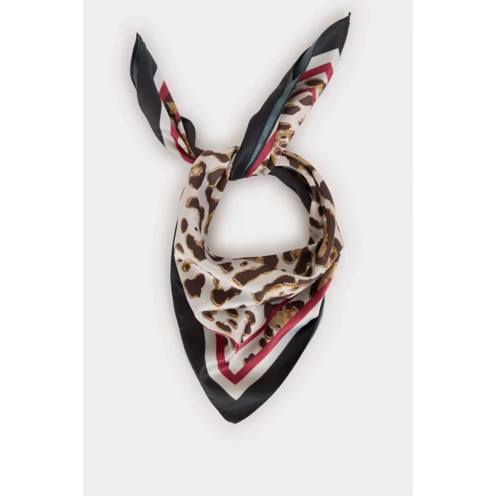 Defacto E6176AXBN45 Kahve Kadın Desenli Saten Fular