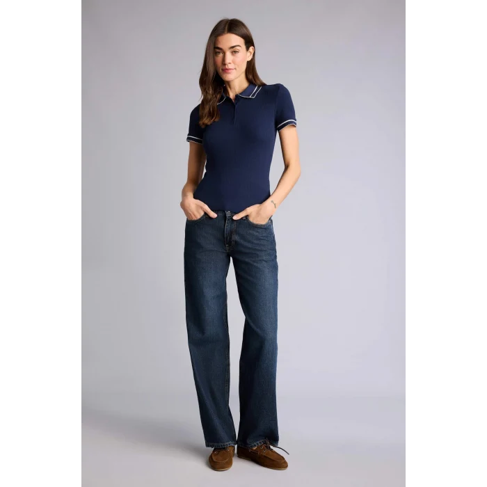 Defacto H1590AXNV135 Lacivert Fitilli Kaşkorse Polo Tişört