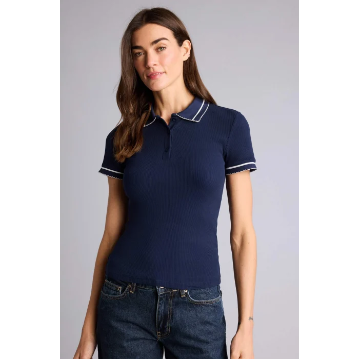 Defacto H1590AXNV135 Lacivert Fitilli Kaşkorse Polo Tişört