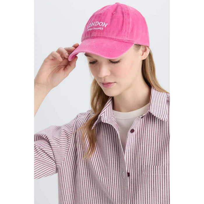 Defacto B7200AXPN1 Pembe Kadın Nakış Jean Cap Şapka