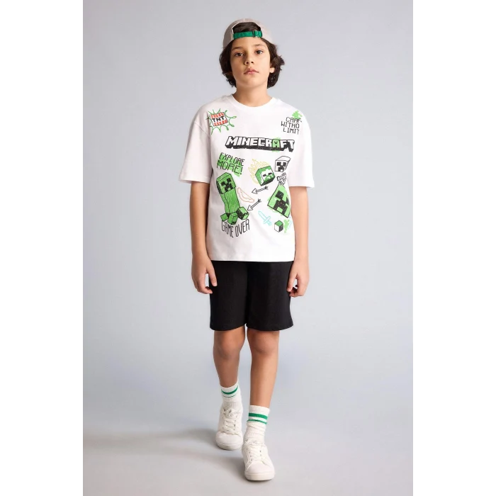 Defacto G8885A8WT34 Beyaz Mınecraft Oversıze Tişört Erkek Çocuk