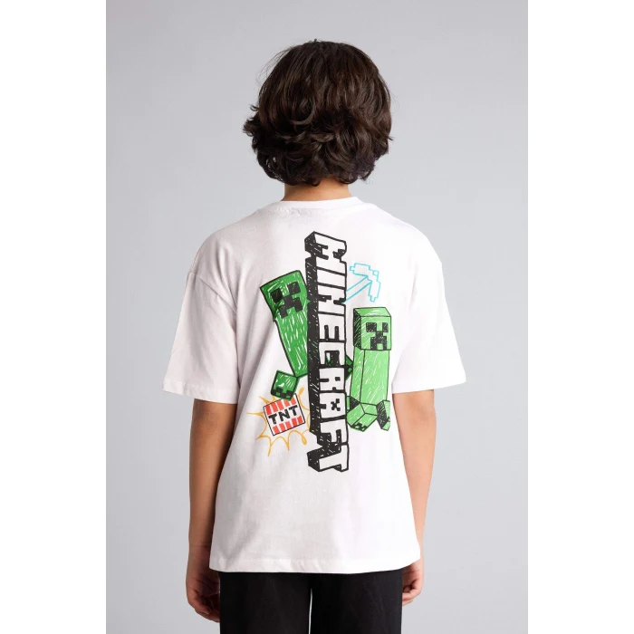 Defacto G8885A8WT34 Beyaz Mınecraft Oversıze Tişört Erkek Çocuk