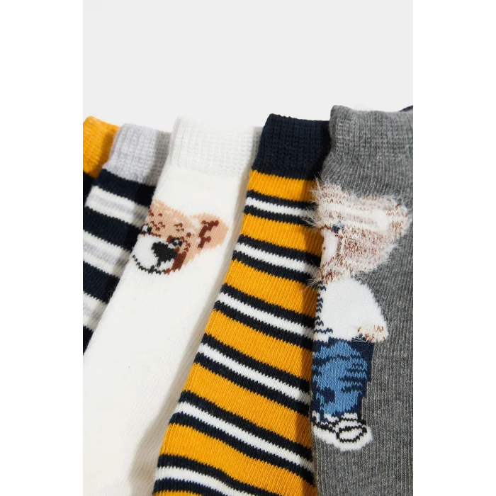 Defacto G2023A8KR1 Çok Renkli Ayıcıklı 5li Pamuklu Patik Çorap Erkek Çocuk