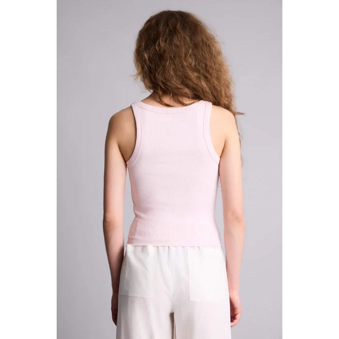 Defacto F7818AXPN74 Pembe Fıtted U Yaka Fitilli Kaşkorse Atlet