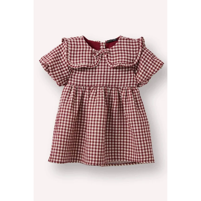 Defacto H5138A5BR229 Bordo Müslin Elbise Kız Bebek