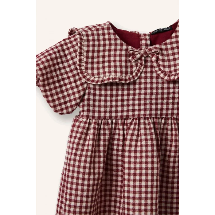 Defacto H5138A5BR229 Bordo Müslin Elbise Kız Bebek