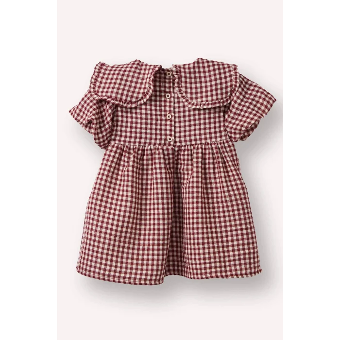 Defacto H5138A5BR229 Bordo Müslin Elbise Kız Bebek