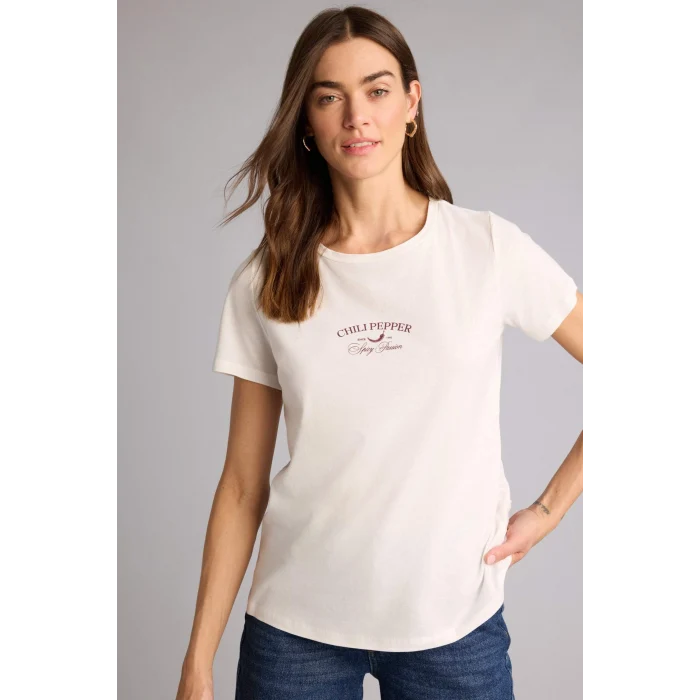 Defacto H1382AXER105 Ekru Regular Fıt Baskılı Penye Tişört