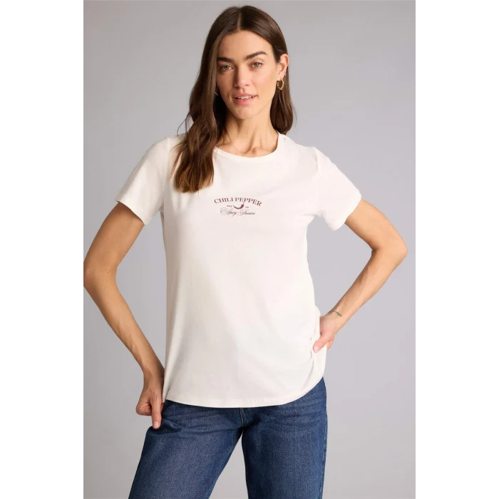 Defacto H1382AXER105 Ekru Regular Fıt Baskılı Penye Tişört