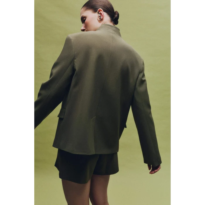 Defacto H1118AXKH348 Haki Oversıze Hakim Yaka Blazer Ceket