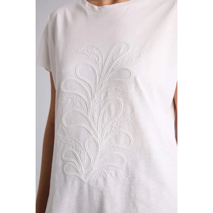 Defacto G9264AXER105 Ekru Nakışlı Penye Tişört