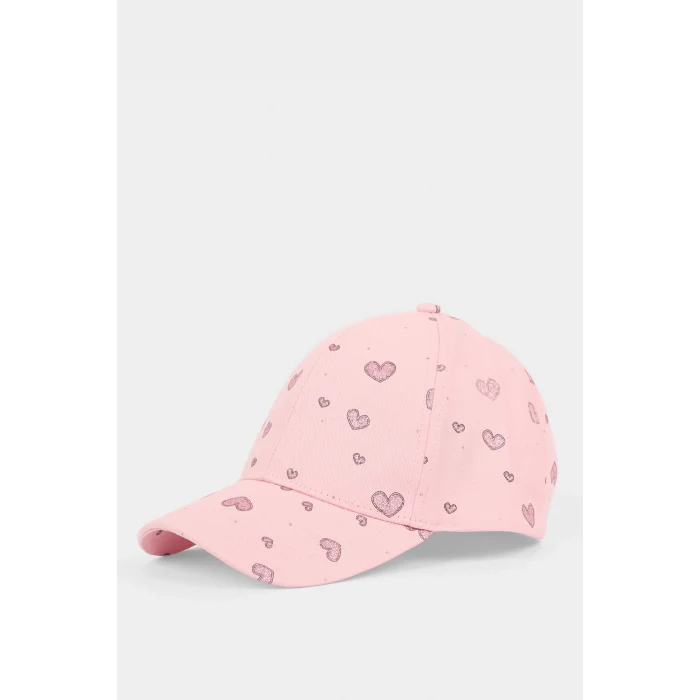 Defacto G6022A8PN1 Pembe Kalp Desenli Pamuklu Cap Şapka Kız Çocuk