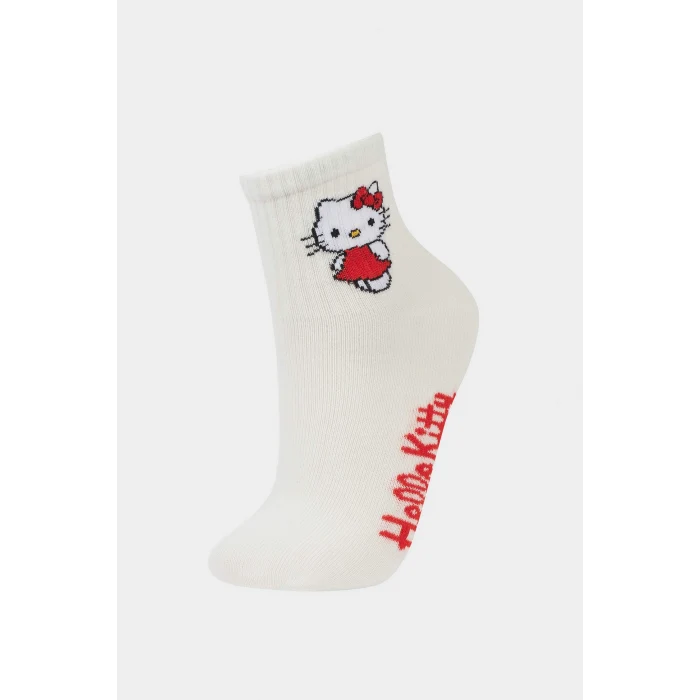 Defacto F6702A8KR1 Çok Renkli Hello Kitty  3lü Pamuklu Uzun Çorap Kız Çocuk