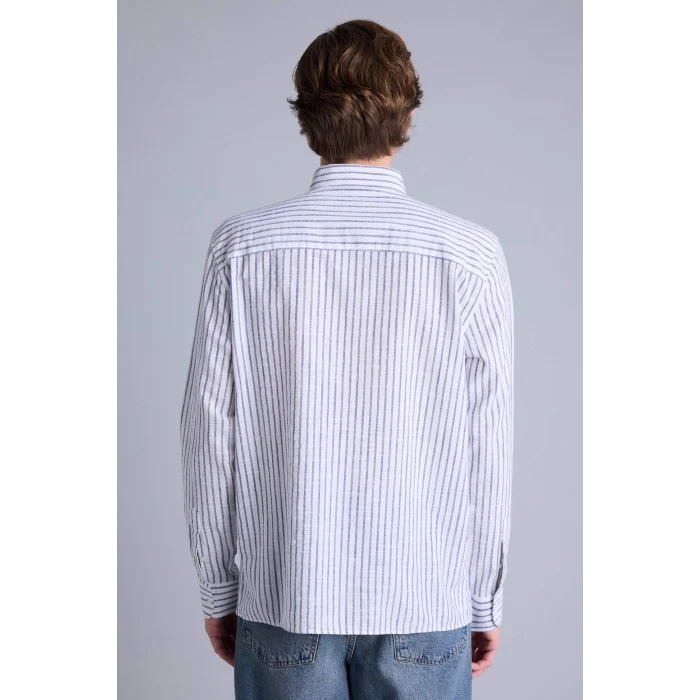 Defacto H3618AXNV64 Lacivert Regular Fıt Polo Yaka Uzun Kollu Gömlek