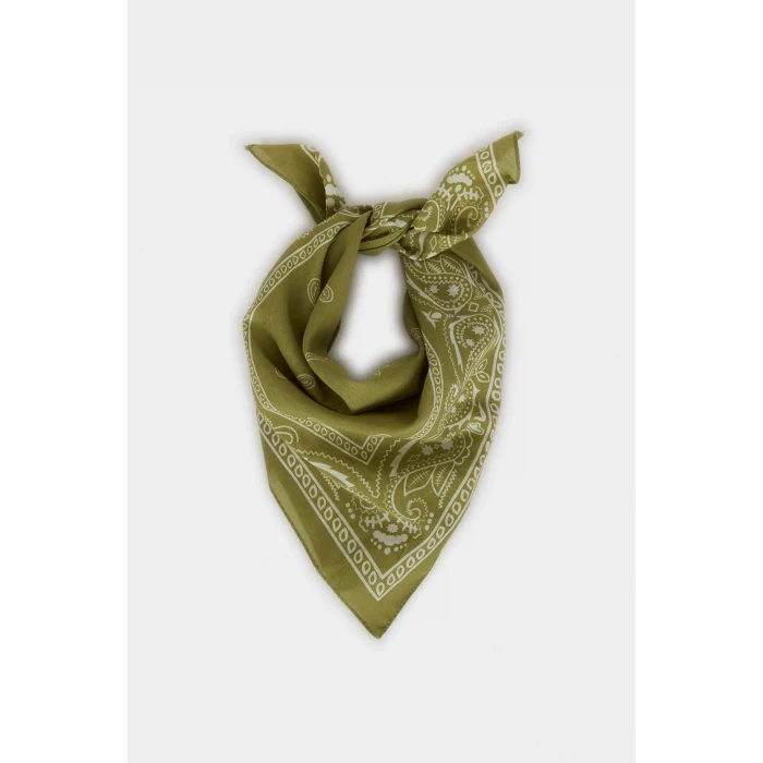 Defacto N7447AZGN2 Yeşil Kadın Desenli Pamuklu Bandana
