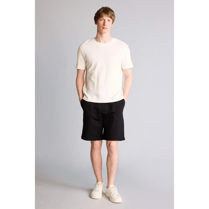 Defacto W1105AZBK81 Siyah Slim Fit Cepli Pamuklu Basic Bermuda Şort