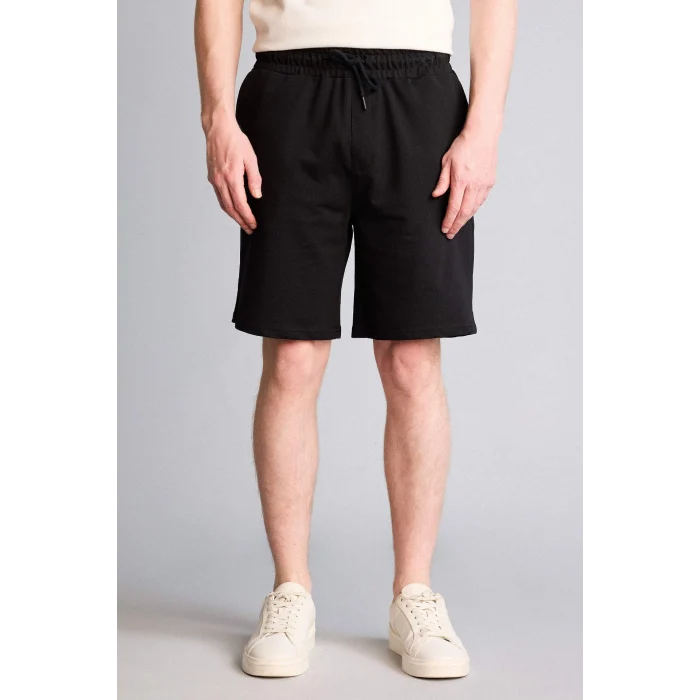 Defacto W1105AZBK81 Siyah Slim Fit Cepli Pamuklu Basic Bermuda Şort