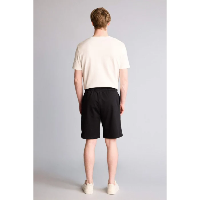 Defacto W1105AZBK81 Siyah Slim Fit Cepli Pamuklu Basic Bermuda Şort