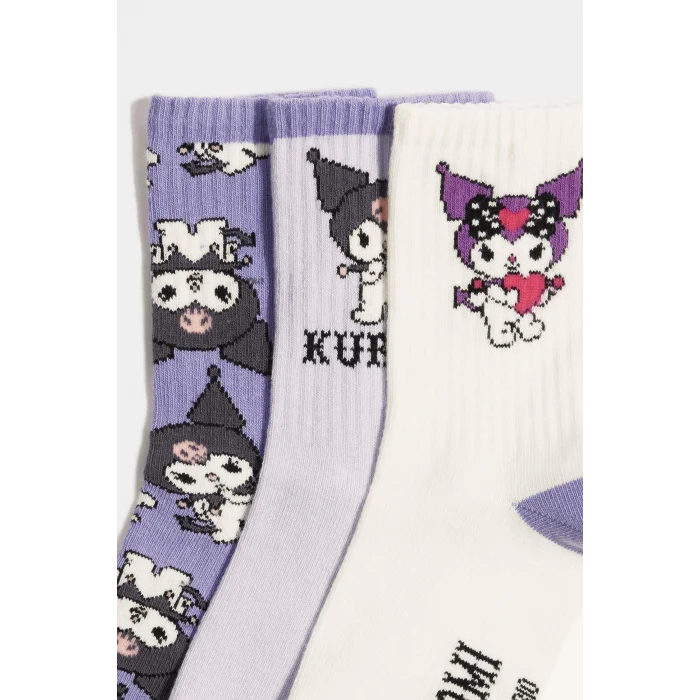 Defacto G1931A8KR1 Çok Renkli Hello Kitty  3lü Pamuklu Uzun Çorap Kız Çocuk